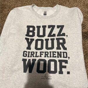 Gildan Light Gray Sweatshirt with Bold Black Text